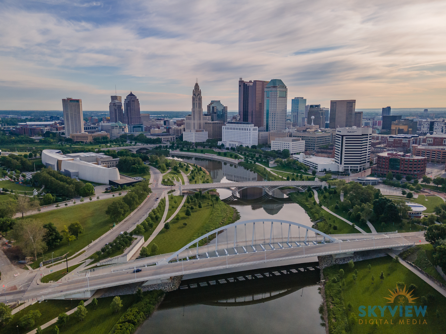 Drone Photo of Downtown Columbus